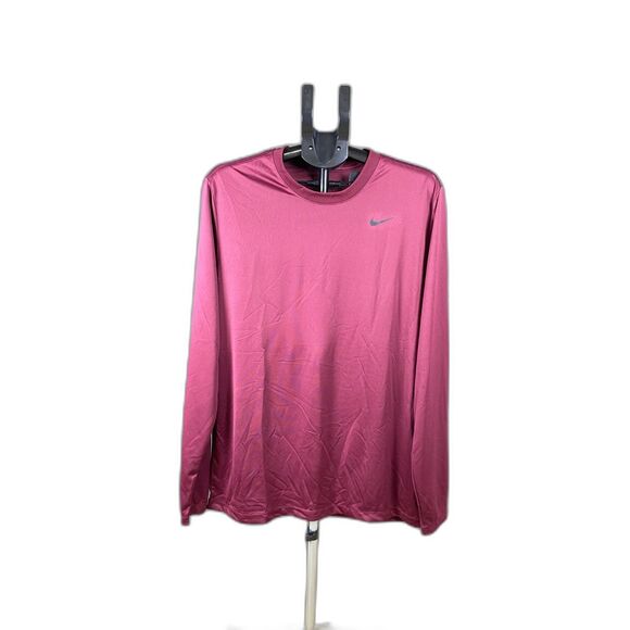 Nike Dri-FIT Long Sleeve Shirt Women’s Size L Maroon Training Tee - Picture 2 of 8